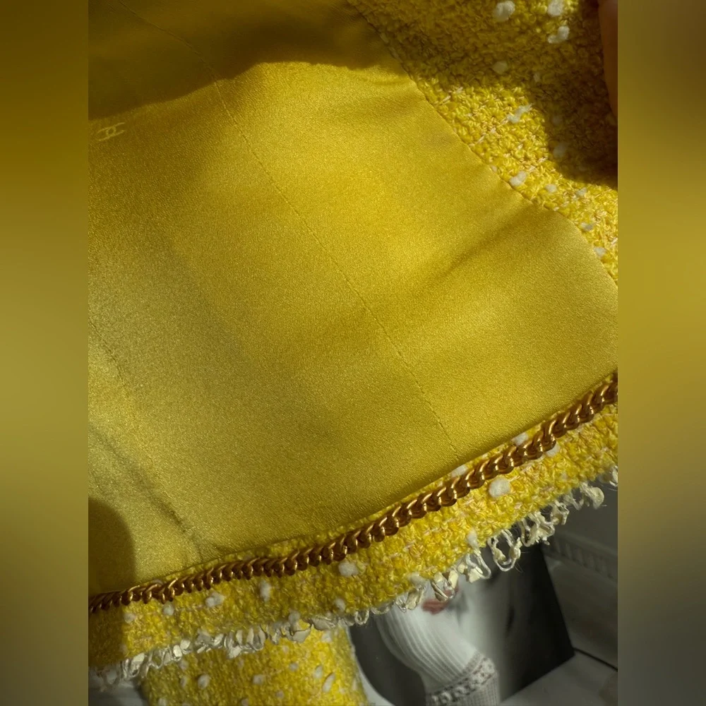 CHANEL 97P Yellow Bouclé Skirt Suit - Same Collection Worn by Princess Dian
